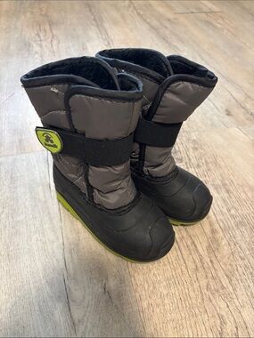 Kamik Grey and Lime Kids Snow Boots